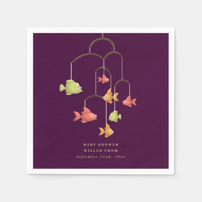 Little Fish Crimson Red Baby Shower Napkin (Front)