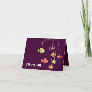 Little Fish Crimson Red Baby Shower Thank You Card