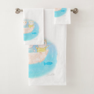 Little fisher cats Towels set.