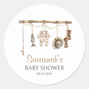 Little Fisherman Baby Shower Classic Round Sticker