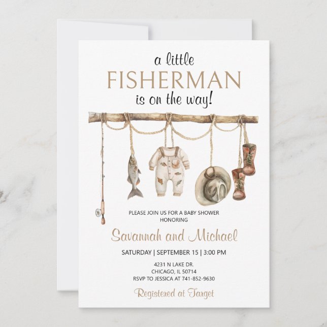 Little Fisherman Baby Shower Invitation (Front)