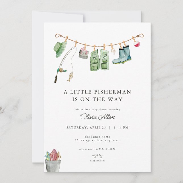 Little Fisherman Baby Shower Invitation (Front)