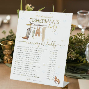 Little Fisherman Baby Shower Mummy or Daddy Game Pedestal Sign