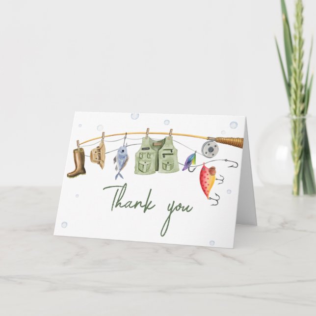 Little Fisherman Baby Shower  Thank You Card (Front)