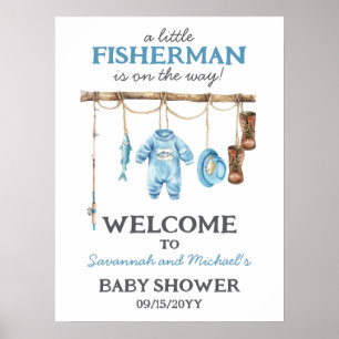 Little Fisherman Baby Shower Welcome Poster