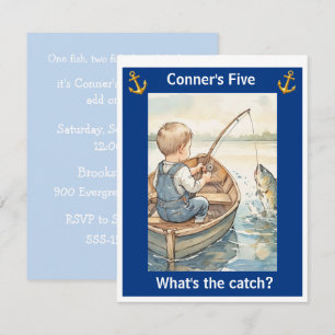 Little Fisherman Birthday Party Digital Download Invitation