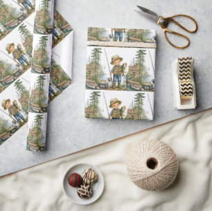 Little Fisherman Boy Birthday Party Wrapping Paper
