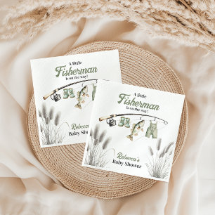 Little Fisherman Clothesline Fishing Baby Shower Napkin