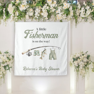 Little Fisherman Clothesline Fishing Baby Shower Tapestry