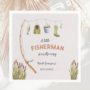Little Fisherman Fishing Baby Shower Invitation Napkin