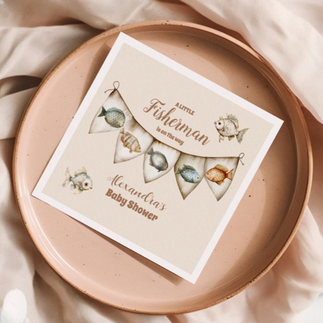 Little Fisherman Fishing Baby Shower Napkin (Creator Uploaded)