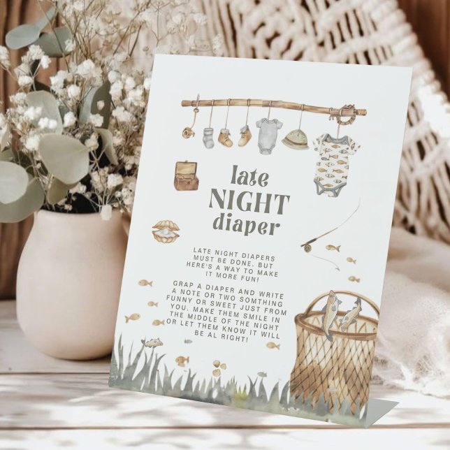 Little Fisherman Fishing Late Night Diaper Pedestal Sign (Creator Uploaded)