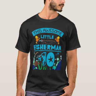 Little Fisherman Is Now 10 Fishing Sea 10th Birthd T-Shirt