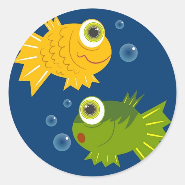 Little Fishes Classic Round Sticker (Front)