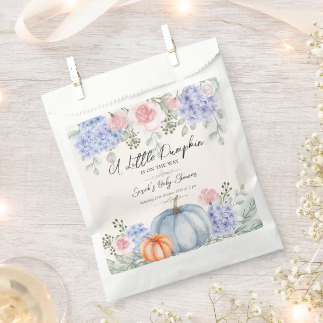 Little Floral Pumpkin Halloween Fall Baby Shower Favour Bags (Clipped)