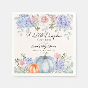 Little Floral Pumpkin Halloween Fall Baby Shower Napkin
