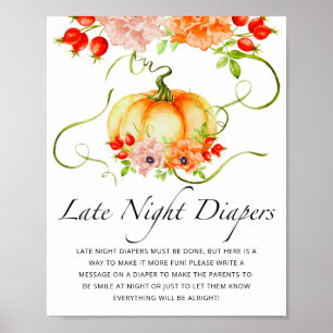 Little floral pumpkin Late night diapers game Poster