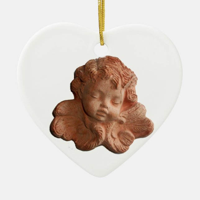 LITTLE FLORENTINE ANGEL HEART MONOGRAM CERAMIC TREE DECORATION (Front)