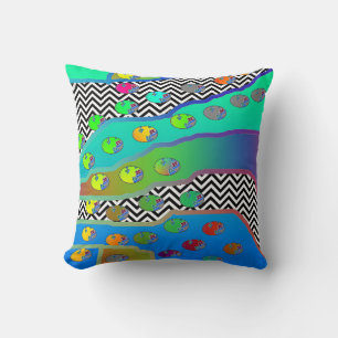 LITTLE FLOWER BLUE GREEN 16X16 Throw Pillow