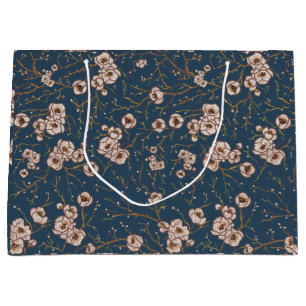 Little flowers light blue pattern large gift bag