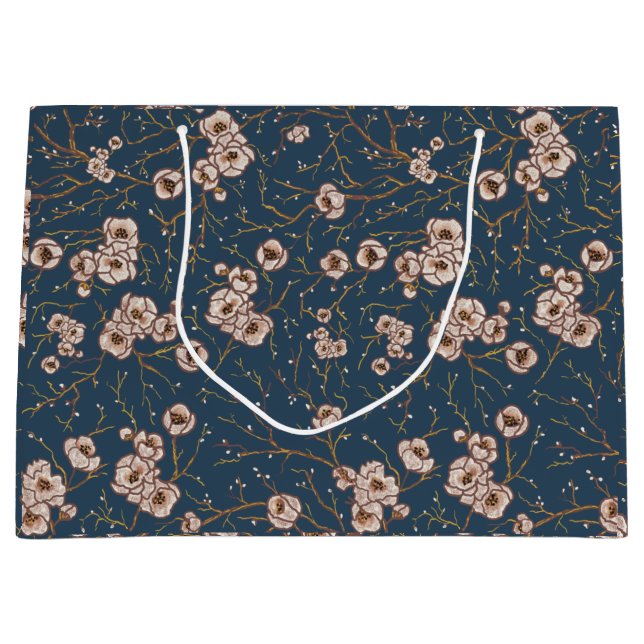 Little flowers light blue pattern large gift bag (Front)
