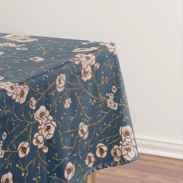 Little flowers light blue pattern tablecloth (In Situ)