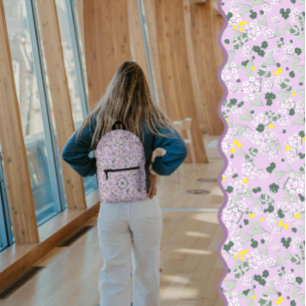 Little Flowers lilac background Printed Backpack