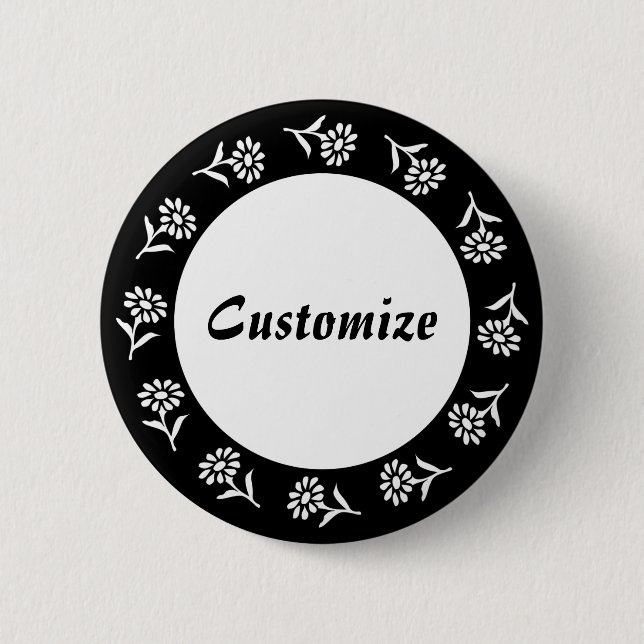 Little Flowers Template - B&W 6 Cm Round Badge (Front)