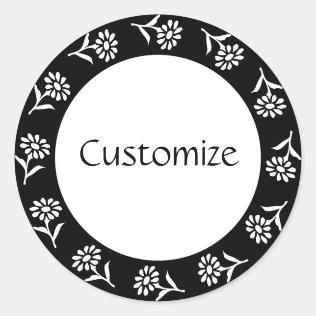 Little Flowers Template - B&W Classic Round Sticker (Front)
