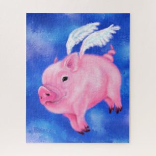 Little Flying Piggy Angel - Drawing Art Collection Jigsaw Puzzle