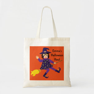 Little flying witch candy sack tote bag