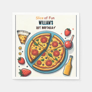 little food boy girl teen pizza first 1st birthday napkin