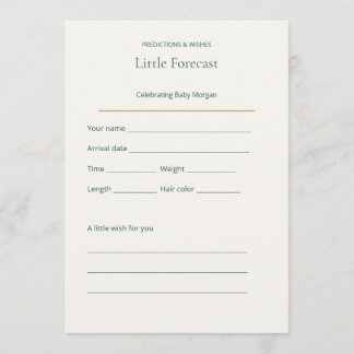 Little Forecast Baby Shower Prediction Card