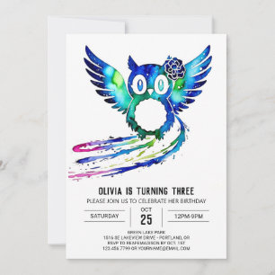 Little Forest Digital Owl Birthday Invitation