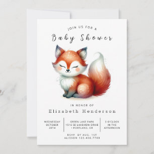 Little Forest Explorer Fox Baby Shower Invitation
