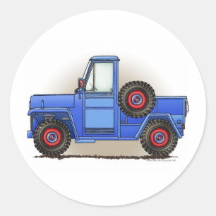 Little Four Wheel Pickup Truck Classic Round Sticker