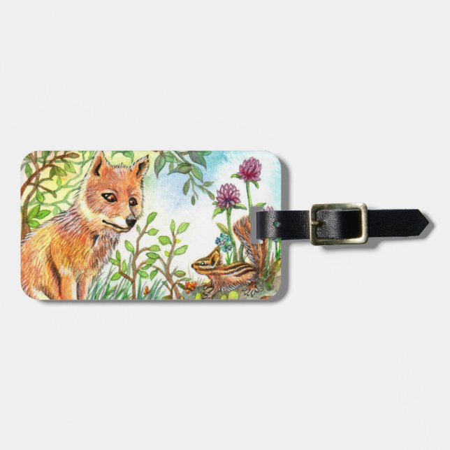 Little Fox And Chipmunk Luggage Tag (Front Horizontal)