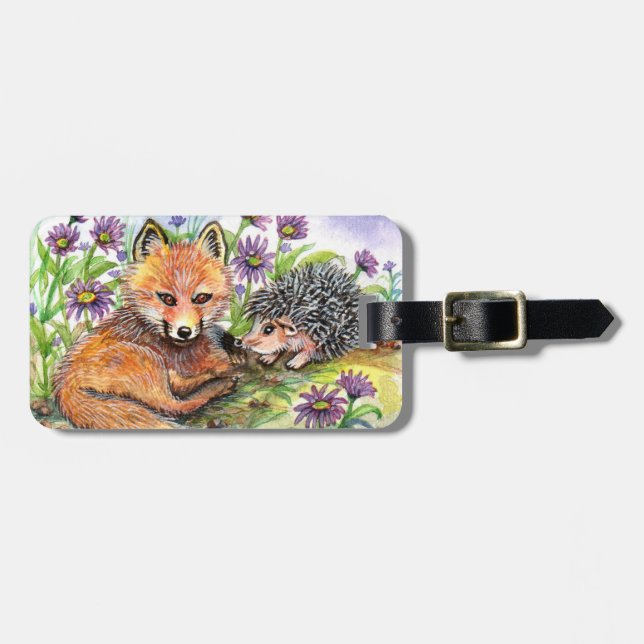 Little Fox And Hedgehog Luggage Tag (Front Horizontal)