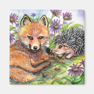 Little Fox And Hedgehog Magnet