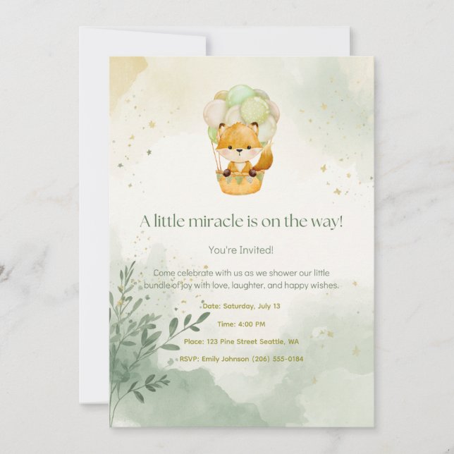Little Fox Baby Shower Invitation (Front)