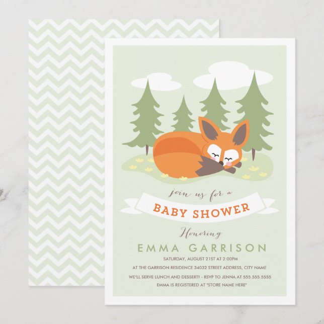 Little Fox Baby Shower Invitation (Front/Back)
