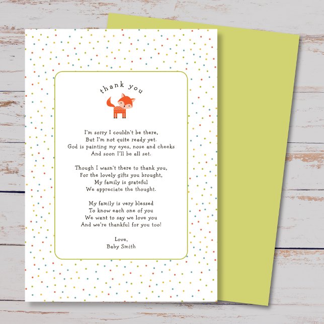 Little Fox baby shower thank you note (Creator Uploaded)