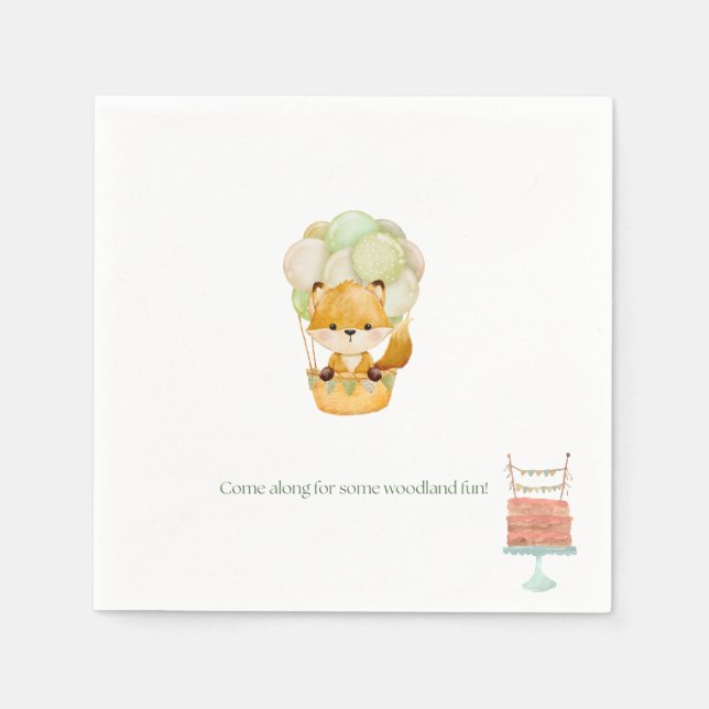 Little Fox Birthday Napkins (Front)
