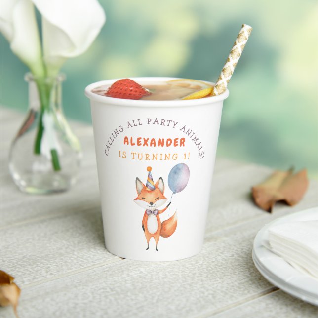 Little Fox Birthday Party Paper Cups (Insitu)