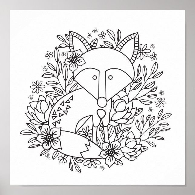 Little Fox Colouring Page Poster (Front)