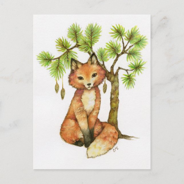 Little Fox - Cute Animal Art Postcard (Front)
