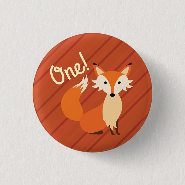 Little Fox Cute Colourful 1st Birthday Party Theme 3 Cm Round Badge (Front)