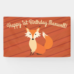 Little Fox Cute Colourful 1st Birthday Party Theme Banner