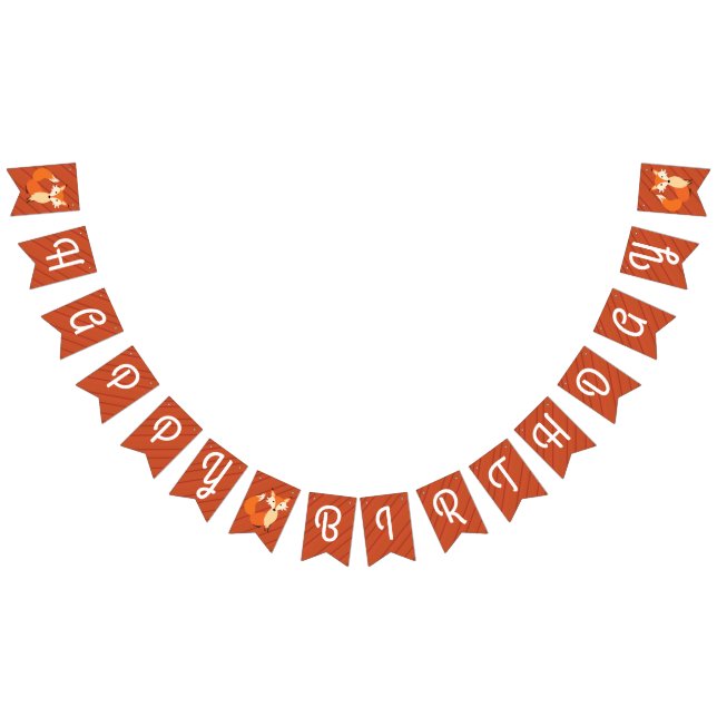Little Fox Cute Colourful 1st Birthday Party Theme Bunting (All)