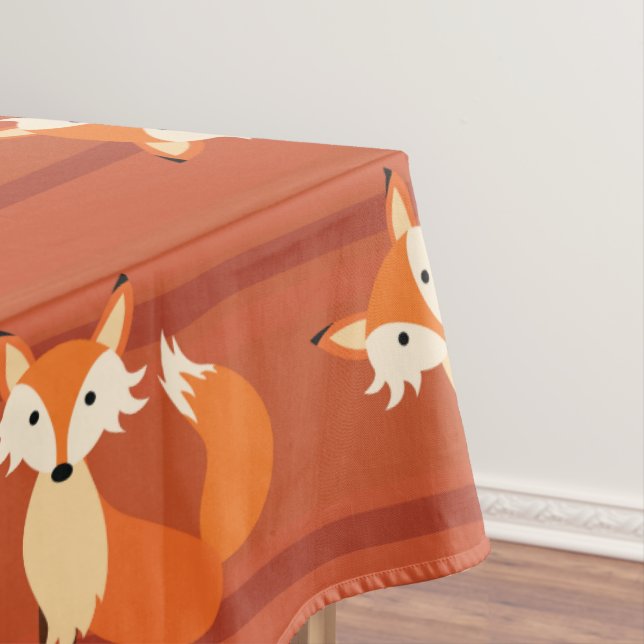 Little Fox Cute Colourful 1st Birthday Party Theme Tablecloth (In Situ)